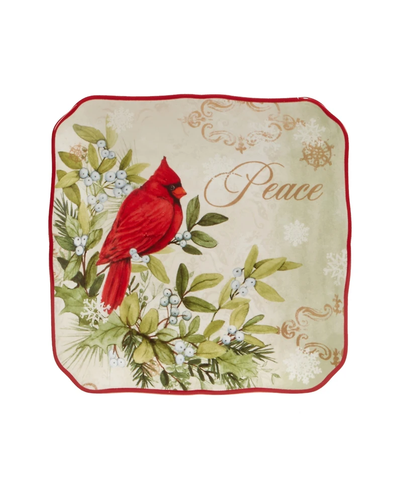Certified International Winter's Medley 4 Piece Canape Plate Set