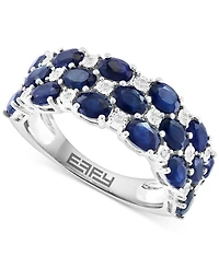 Effy Ruby & Diamond Cluster Ring in Sterling Silver (Also available in Emerald and Sapphire