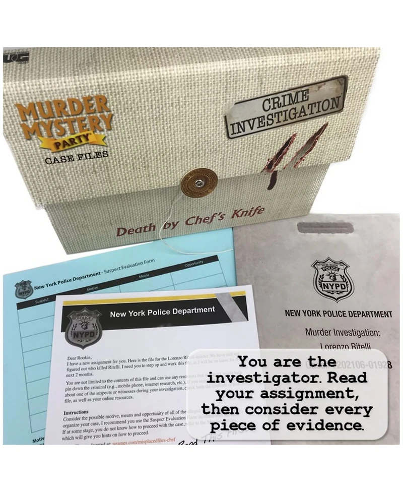 University Games Mystery Party Case Files - Death by Chef's Knife Puzzle Set, 52 Piece