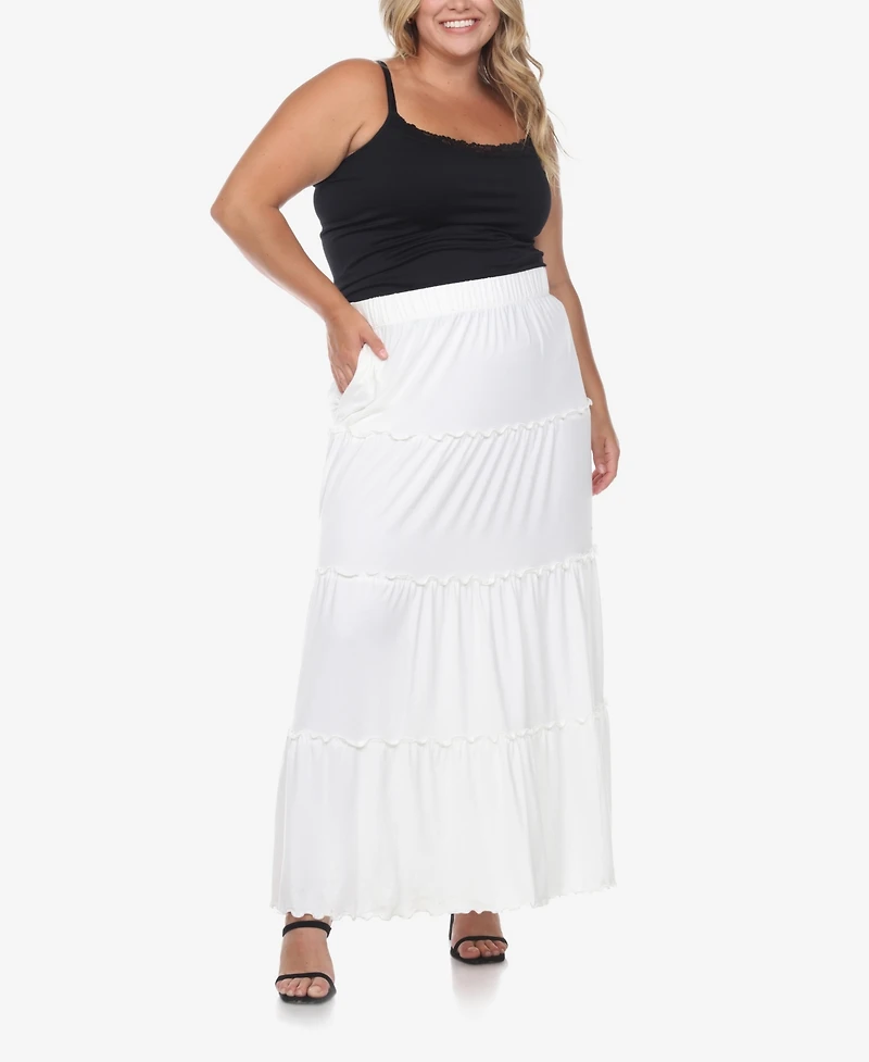 White Mark Plus Tiered Maxi Skirt