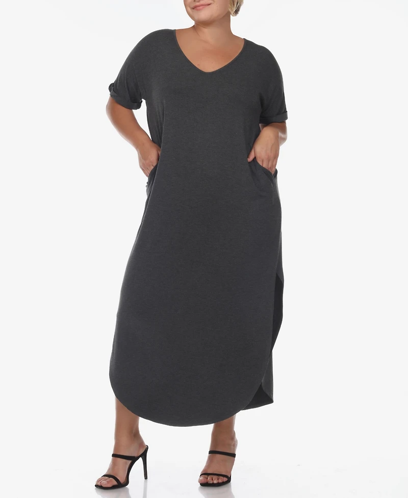 Plus Short Sleeve V-neck Maxi Dress