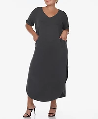 Plus Short Sleeve V-neck Maxi Dress