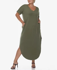 Plus Short Sleeve V-neck Maxi Dress