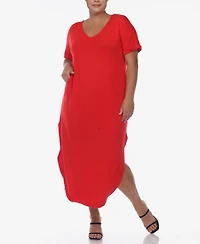 Plus Short Sleeve V-neck Maxi Dress