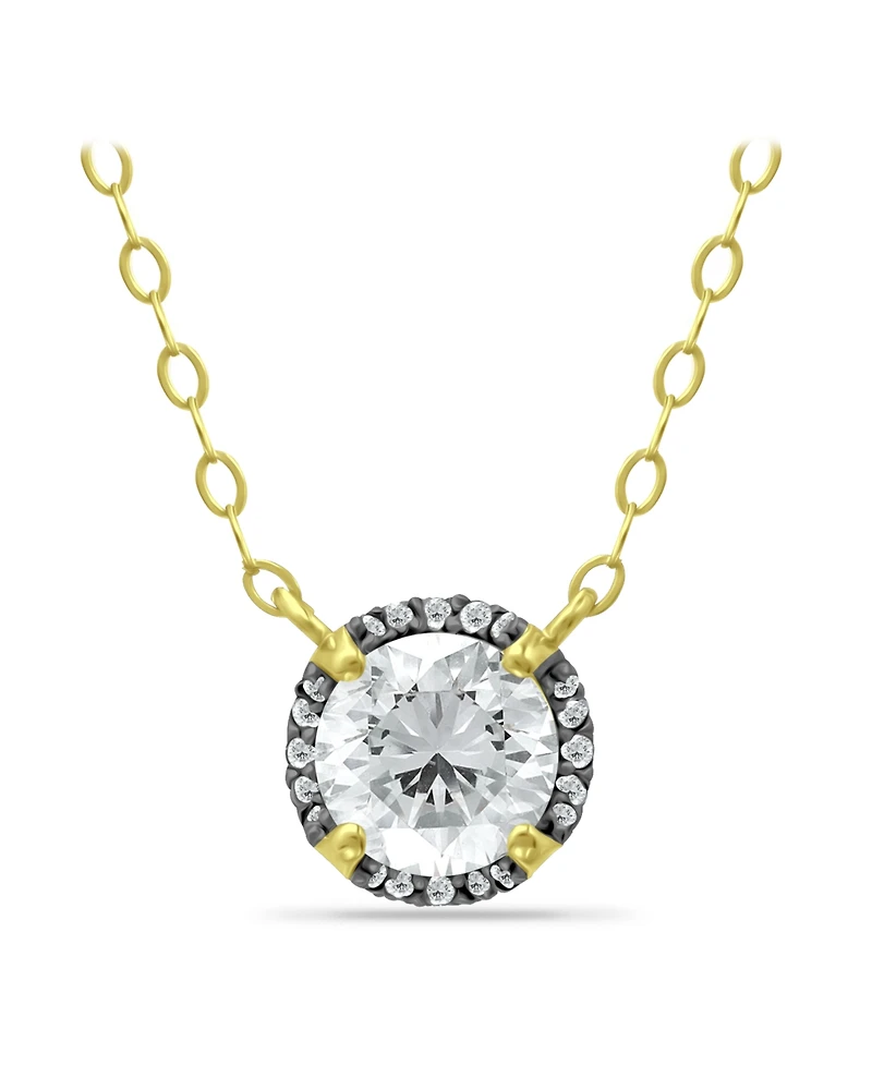 Giani Bernini Cubic Zirconia with Black Rhodium Halo Necklace, 18K Gold over Silver