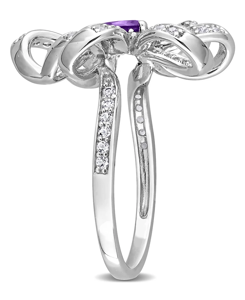 Citrine (2/5 ct. t.w.) and White Topaz (1/2 Flower Cocktail Ring 18k Gold Plated Sterling Silver