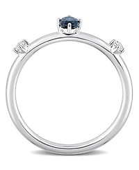 10K White Gold Blue Topaz and Oval Stackable Ring