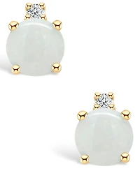 Opal (1/3 ct. t.w.) and Diamond Accent Stud Earrings 14K Yellow Gold
