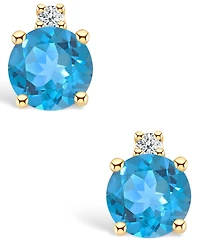 Blue Topaz (5/8 ct. t.w.) and Diamond Accent Stud Earrings 14k Yellow Gold or White