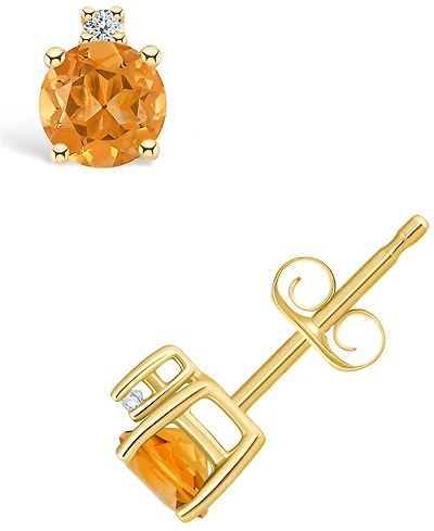 Citrine (1/2 ct. t.w.) and Diamond Accent Stud Earrings in 14K Yellow Gold