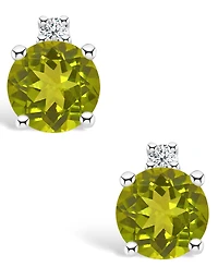 Peridot (5/8 ct. t.w.) and Diamond Accent Stud Earrings 14K Yellow Gold