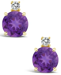 Amethyst (1 ct. t.w.) and Diamond Accent Stud Earrings 14K Yellow Gold
