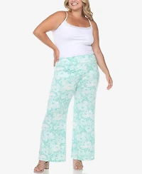 White Mark Plus Floral Paisley Palazzo Pants