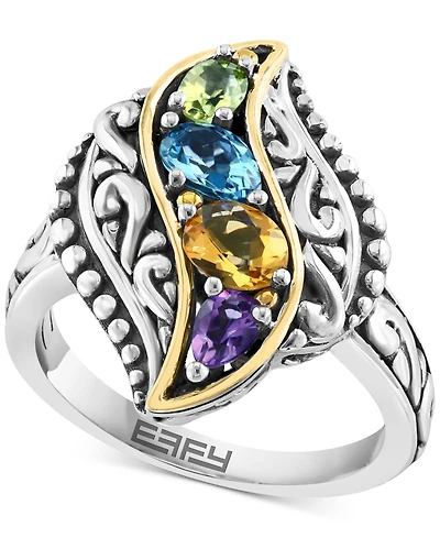 Effy Multi-stone Filigree Ring (2-1/5 ct. t.w.) in Sterling Silver & 18k Gold-Plate