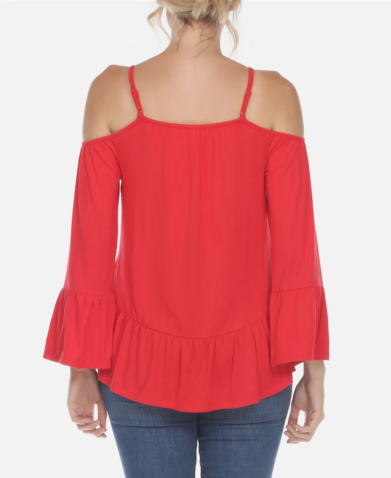 Women's Cold Shoulder Ruffle Sleeve Top