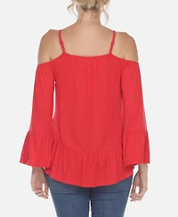 Women's Cold Shoulder Ruffle Sleeve Top