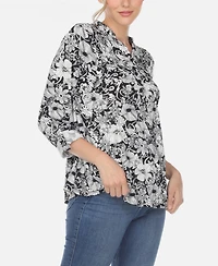 Women's Pleated Floral Print Blouse
