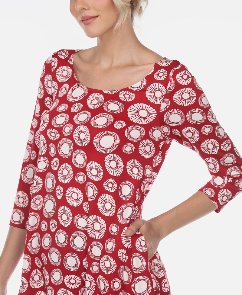 Women's Printed Geometric Circle Tunic Top
