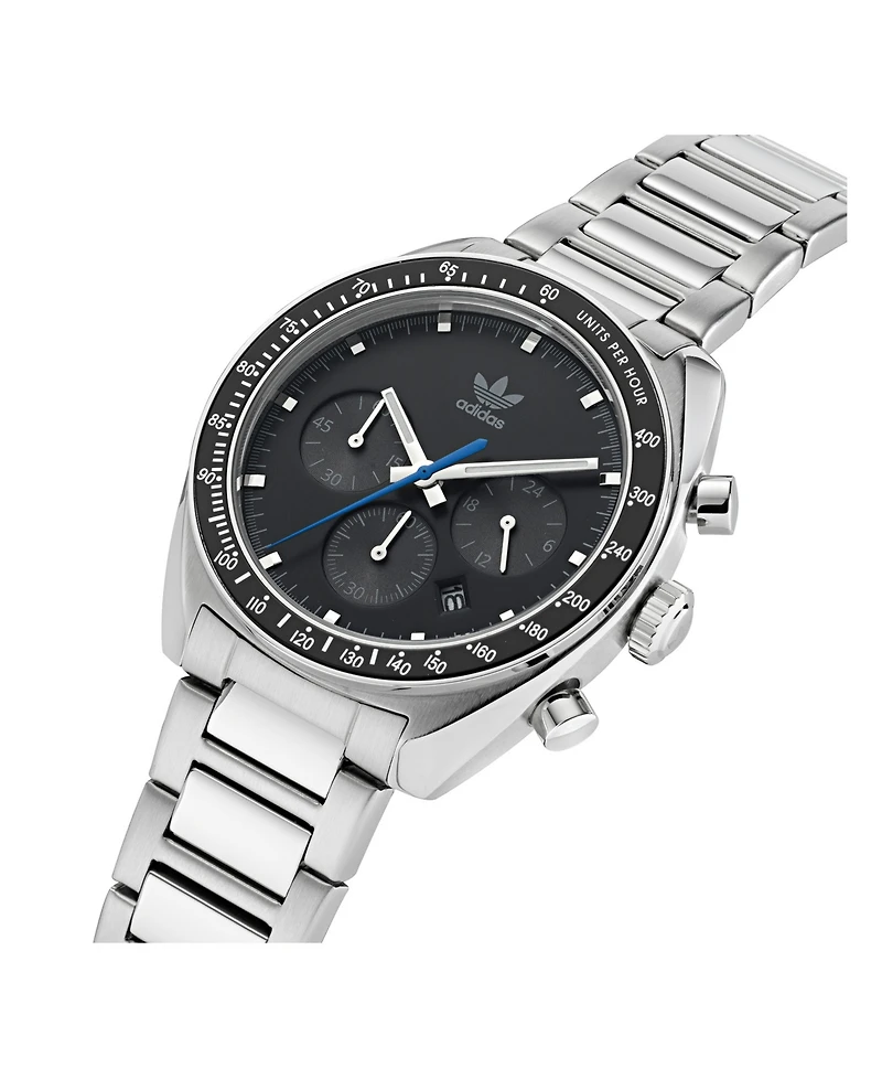 adidas Unisex Three Hand Edition One Chrono Silver-Tone Stainless Steel Bracelet Watch 40mm