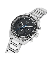 adidas Unisex Three Hand Edition One Chrono Silver-Tone Stainless Steel Bracelet Watch 40mm
