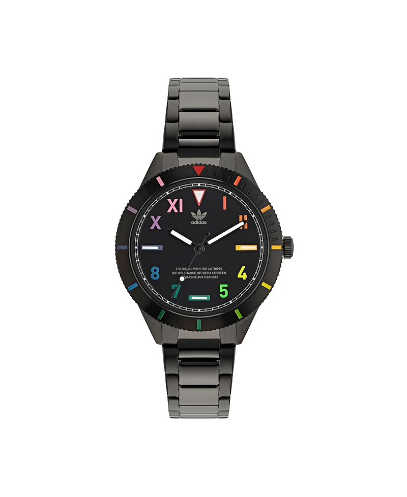 adidas Unisex Three Hand Edition Three Small Black Stainless Steel Bracelet Watch 36mm