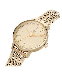 adidas Unisex Three Hand Code One Small Gold-Tone Stainless Steel Bracelet Watch 35mm