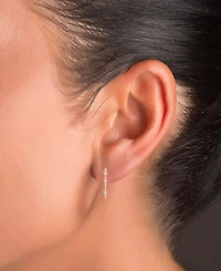 Cubic Zirconia Bezel Threader Earrings in 14k Rose Gold-Plated Sterling Silver