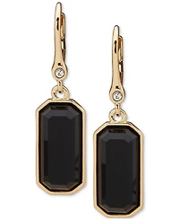 Dkny Gold-Tone Pave & Rectangle Stone Drop Earrings