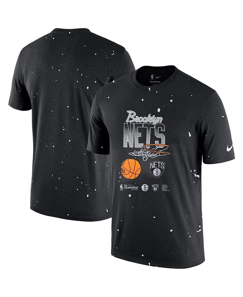 Men's Nike Black Brooklyn Nets Courtside Splatter T-shirt
