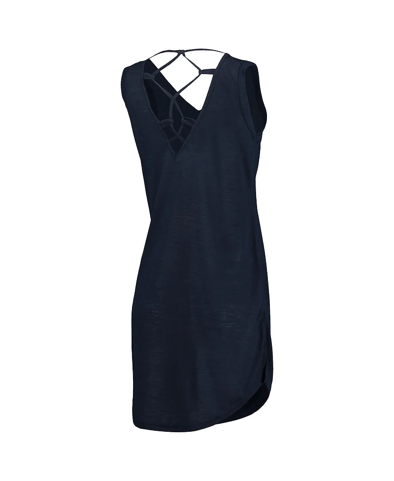 Women's G-iii 4Her by Carl Banks Navy New York Yankees Game Time Slub Beach V-Neck Cover-Up Dress