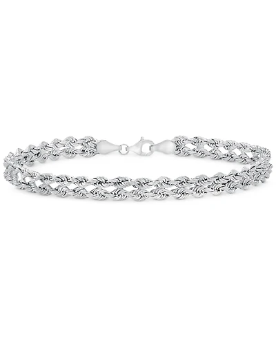 Double Row Twisted Heart Link Bracelet 14k Gold