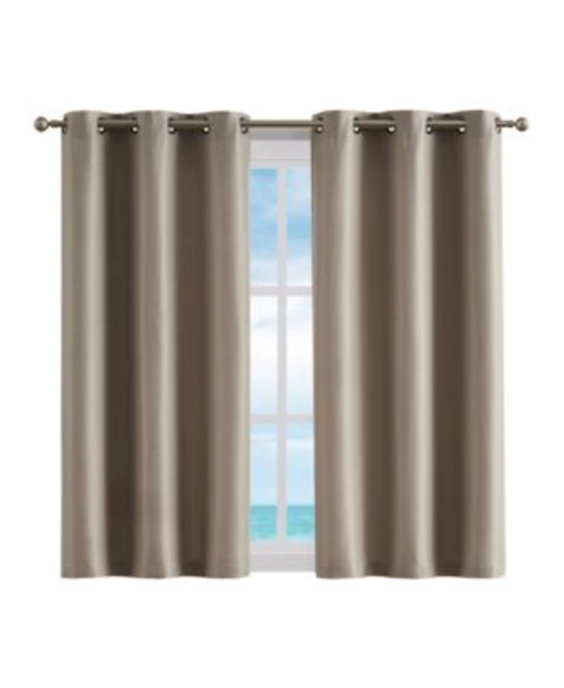 Nautica Milton Thermal Woven Room Darkening Grommet Window Curtain Panel Pair Dusty Collection
