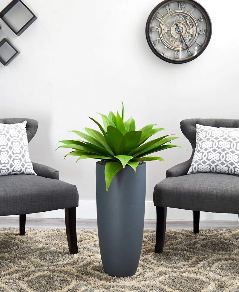 Nearly Natural 38" Agave Artificial Plant in Gray Cylinder Planter
