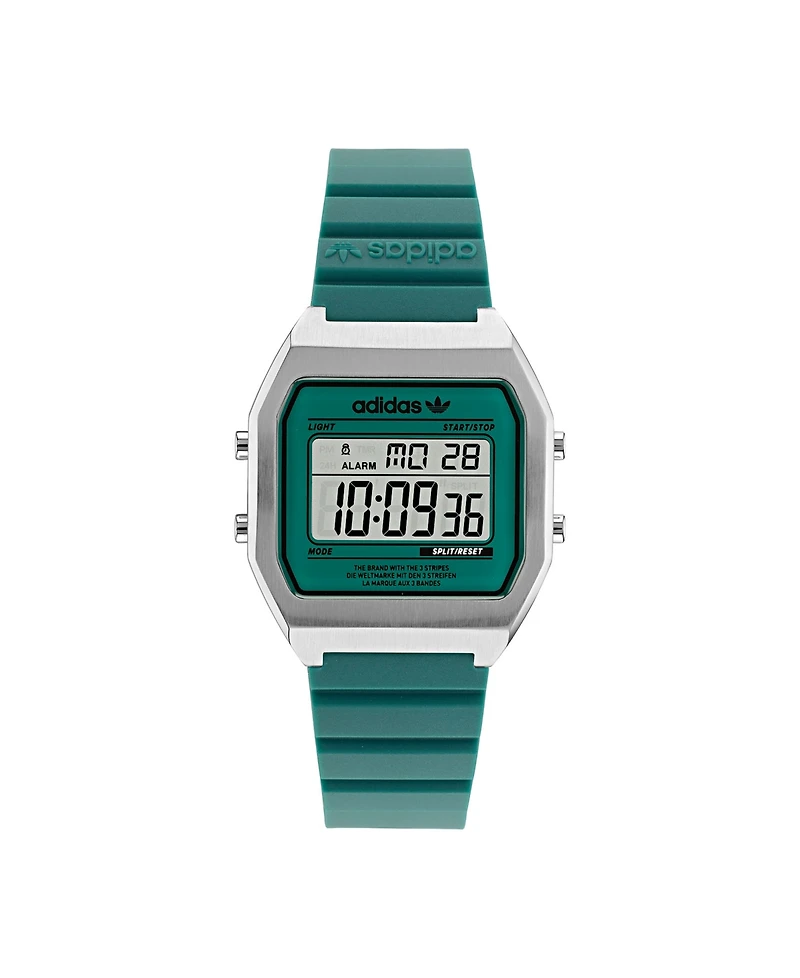adidas Unisex Digital Two Green Resin Strap Watch 36mm