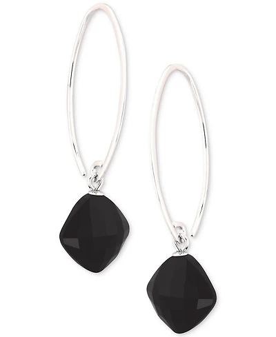 Onyx Threader Drop Earrings in Sterling Silver