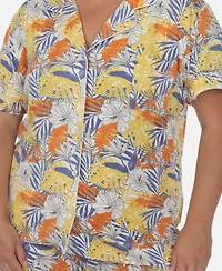 White Mark Plus 2 Piece Tropical Print Pajama Set