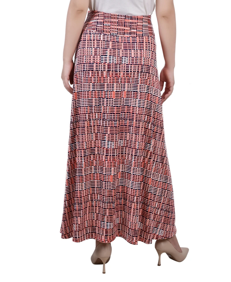Ny Collection Petite Printed Maxi Skirt with Sash Waist Tie