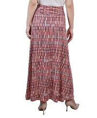 Ny Collection Petite Printed Maxi Skirt with Sash Waist Tie