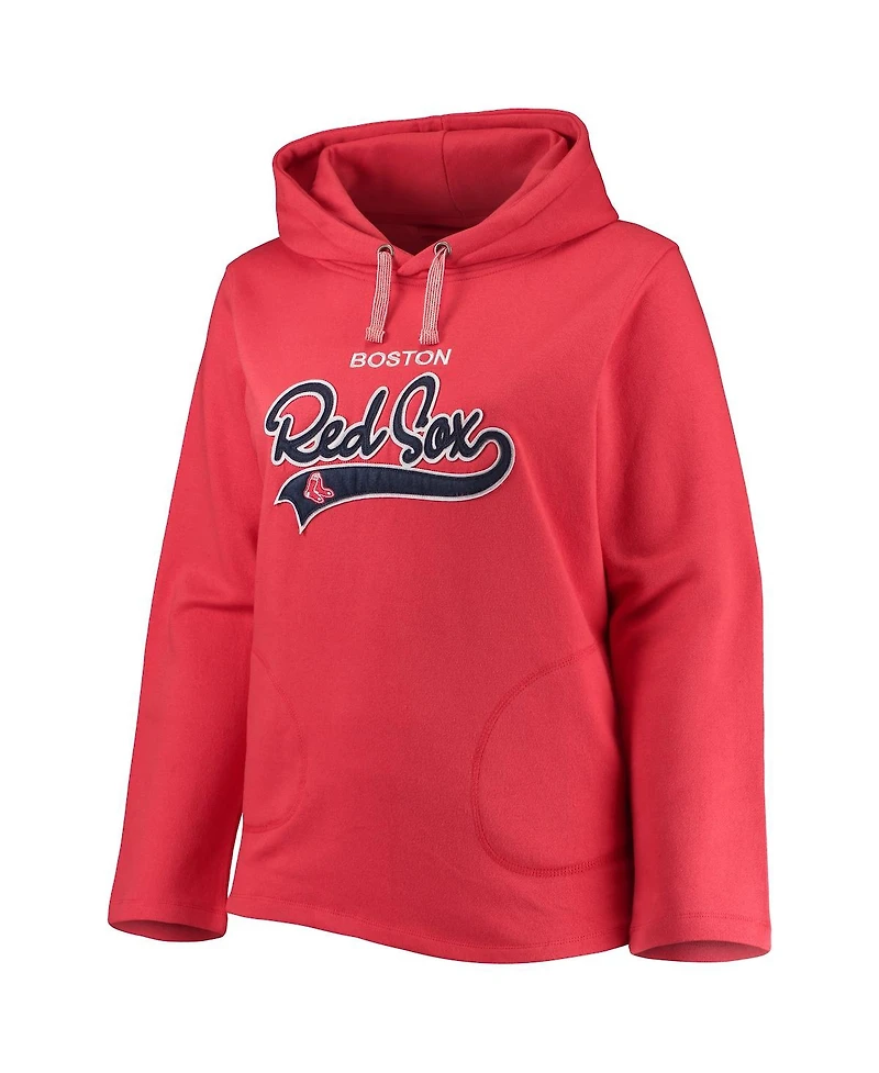 Women's Soft as a Grape Red Boston Sox Plus Side Split Pullover Hoodie