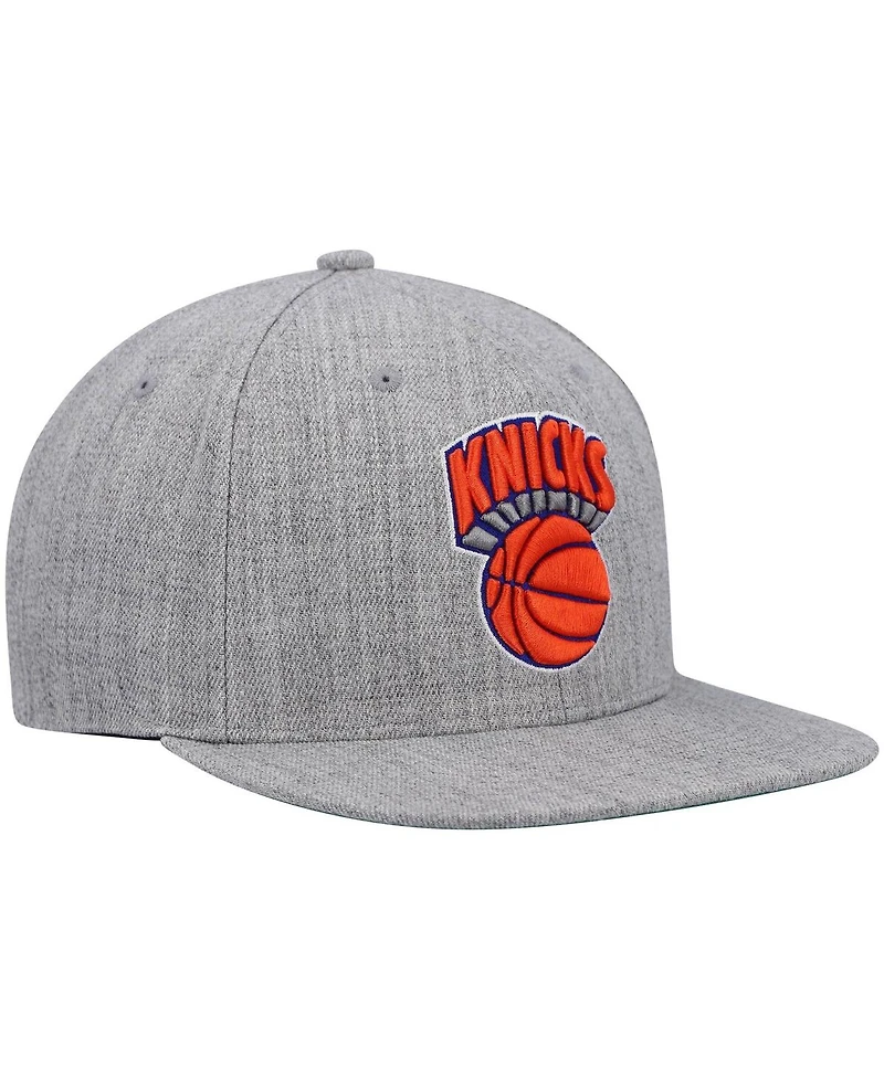Men's Mitchell & Ness Heathered Gray New York Knicks Hardwood Classics Team 2.0 Snapback Hat
