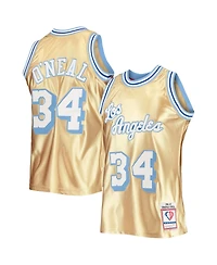 Men's Mitchell & Ness Shaquille O'Neal Gold Los Angeles Lakers 75th Anniversary 1996-97 Hardwood Classics Swingman Jersey
