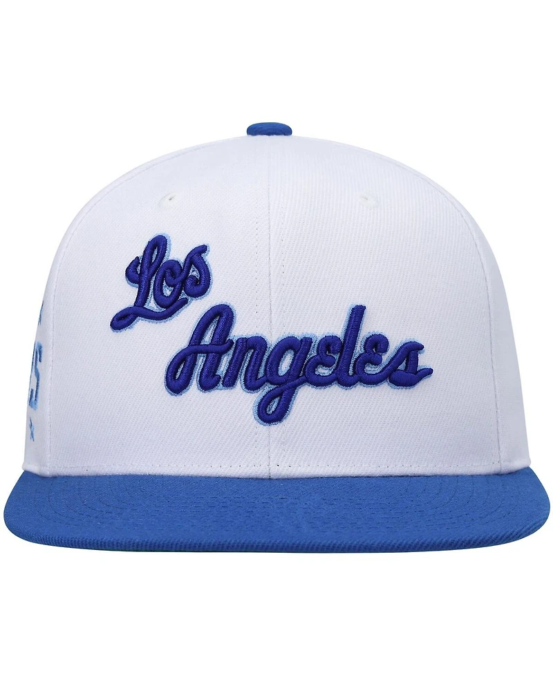 Men's Mitchell & Ness White and Royal Los Angeles Lakers Hardwood Classics Snapback Hat