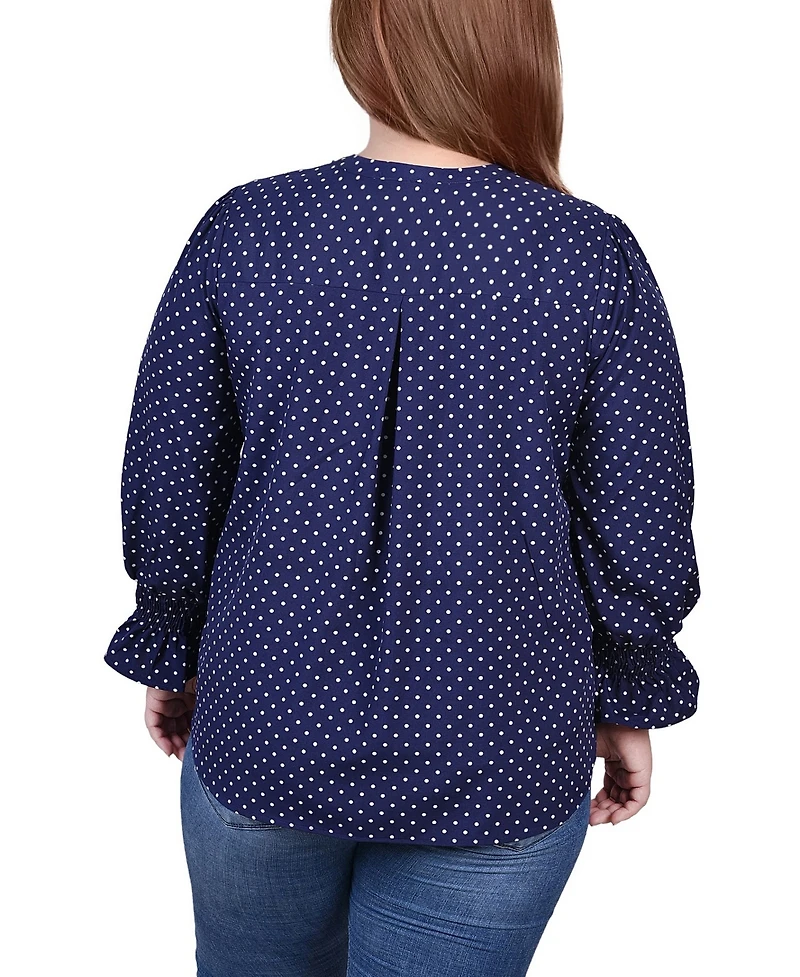Ny Collection Plus Size Long Sleeve Y Neck Blouse