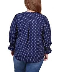 Ny Collection Plus Size Long Sleeve Y Neck Blouse