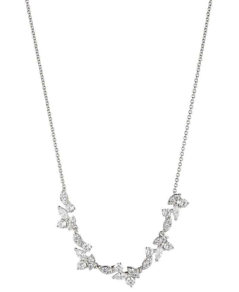 Eliot Danori Silver-Tone Crystal Frontal Necklace, 16" + 2" extender, Created for Macy's