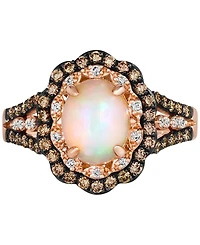 Le Vian Neopolitan Opal (7/8 ct. t.w.) & Diamond (1/2 ct. t.w.) Halo Ring in 14k Rose Gold