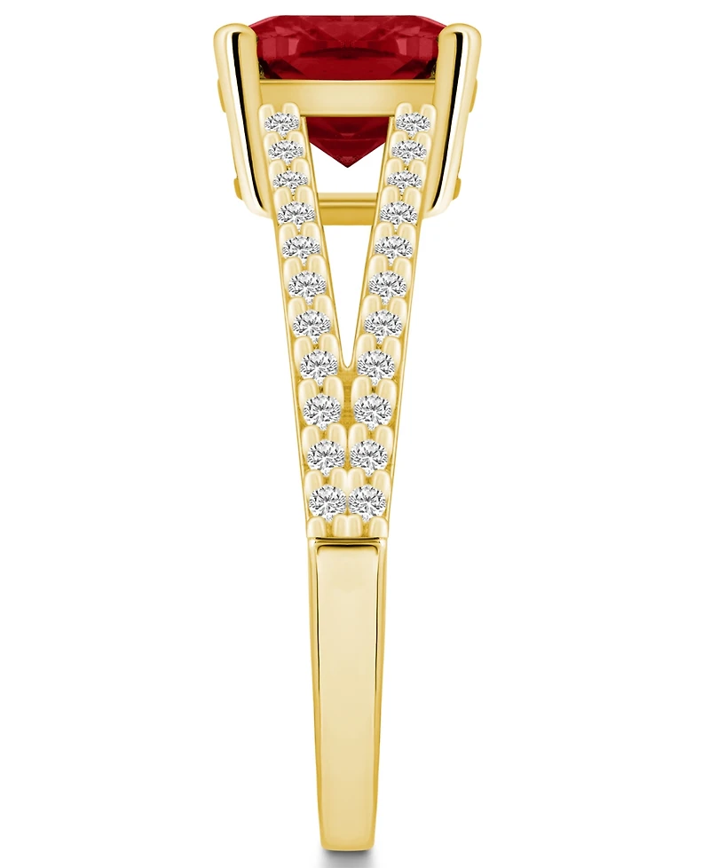 Macy's Garnet and Diamond Accent Ring 14K Yellow Gold