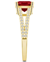 Macy's Garnet and Diamond Accent Ring 14K Yellow Gold