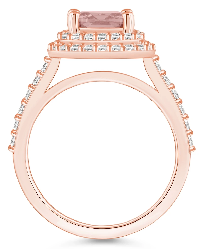 Macy's Morganite and Diamond Accent Halo Ring 14K Rose Gold