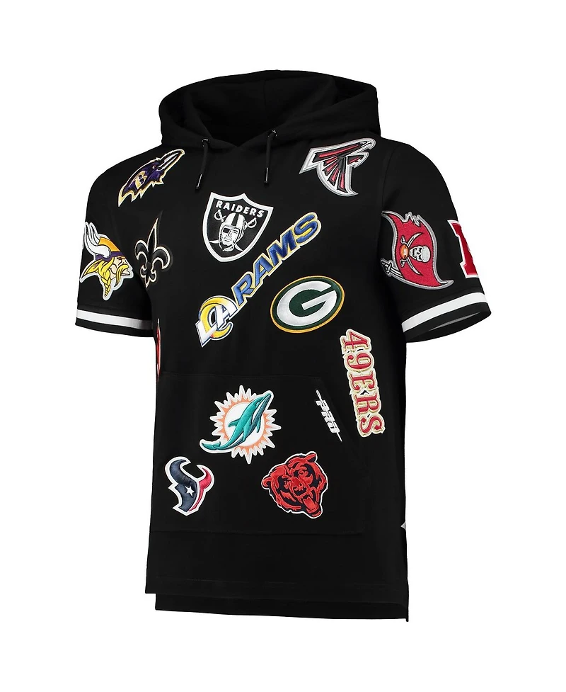 Men's Pro Standard Black Nfl League Wordmark Short Sleeve Pullover Hoodie